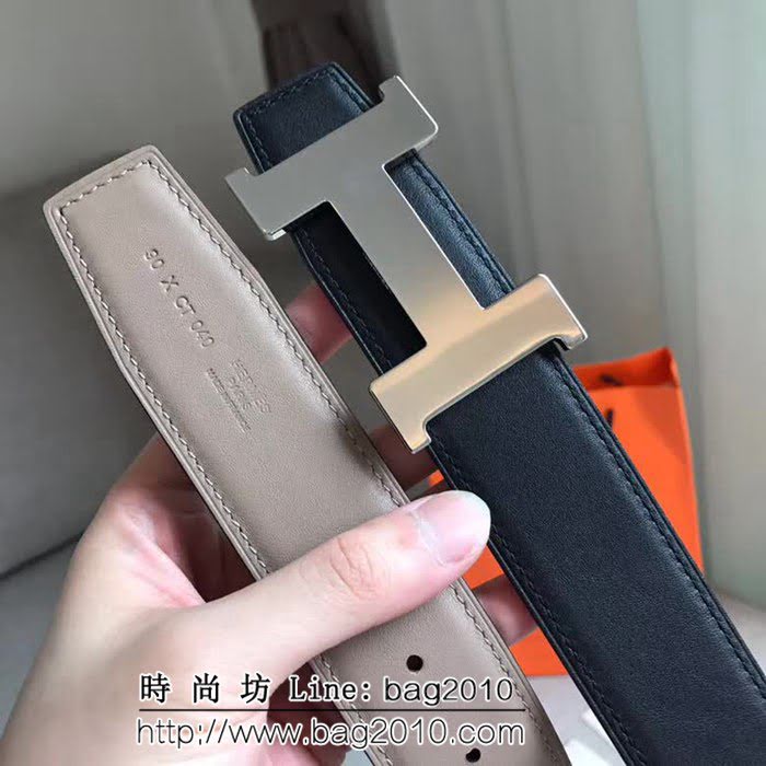 愛馬仕HERMES REVERSIBLE LEATHER 雙面可用高端男士皮帶 HHG1685